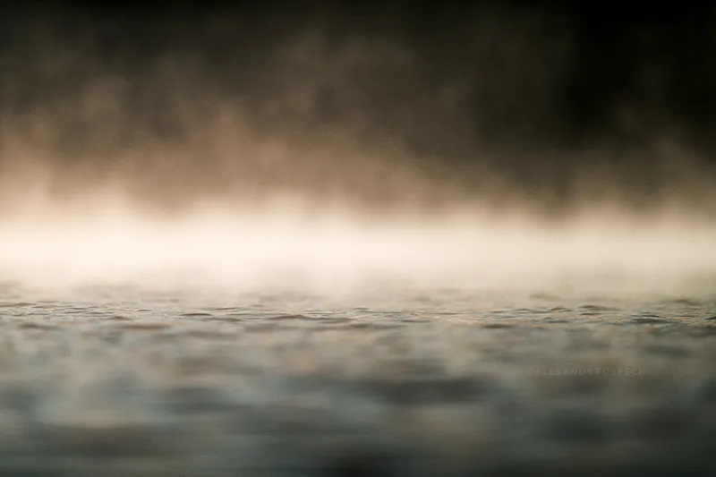 A detail of mist formation above dam with dramatic lighting