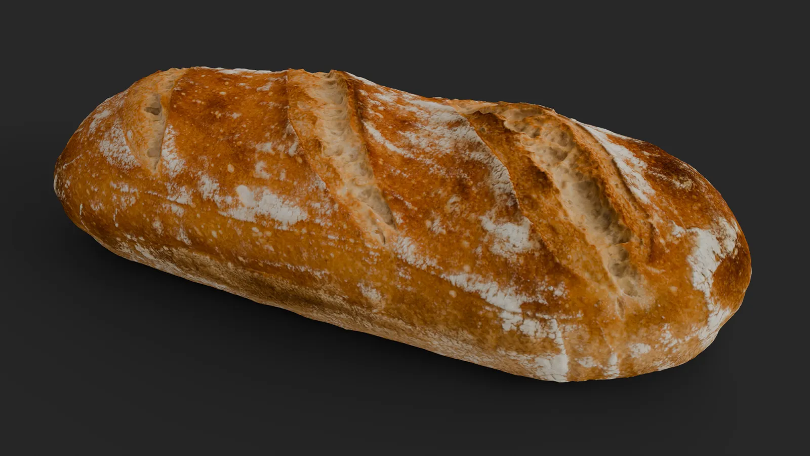 Final render of bread loaf with HDRI environment lighting